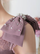 an/AOC-3415/ワンピース/ミニドレス/タイトワンピース/総レース/リボン/パールボタン