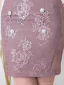 an/AOC-3415/ワンピース/ミニドレス/タイトワンピース/総レース/リボン/パールボタン