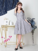 an/AOC-3421/ワンピース/ミニドレス/総レース/リボン/パールボタン