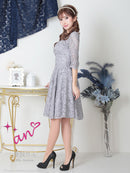 an/AOC-3421/ワンピース/ミニドレス/総レース/リボン/パールボタン