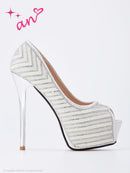 オープントゥー/パンプス/ヒール/大きいサイズ/ドレス/ドレス用シューズ/AOC-SH035