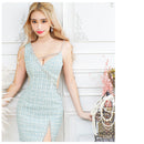 AR21846/ツイードドレス/キャバドレス/ミニドレス/ワンカラー/ドレス/ワンピース/ビジュードレス