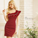 ANGELR/AR22215/エンジェルアール/キャバドレス[ギャザーパールビジューワンショルダータイトミニドレス]