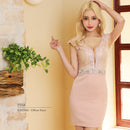 ANGELR/AR22366/エンジェルアール/アッパーフラワーレースパールビジュークロススパンコールタイトミニドレス