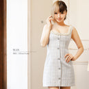 ANGELR/AR23333/エンジェルアール/キャバドレス[バストパールビジューフロントボタンチェックツイードフレアミニドレス]