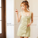 ANGELR/AR23333/エンジェルアール/キャバドレス[バストパールビジューフロントボタンチェックツイードフレアミニドレス]