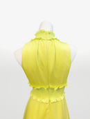 ERUKEI/C22165/首元フリル/ワンカラー/シンプル/ウエストマーク/マキシ/ノースリーブ/Aライン/ロングドレス/