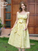 ERUKEI/E22028/ワンピース/ジャガード織/イエロー/ミディアム丈