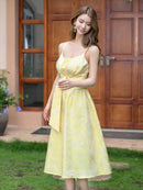 ERUKEI/E22028/ワンピース/ジャガード織/イエロー/ミディアム丈