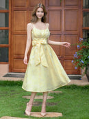 ERUKEI/E22028/ワンピース/ジャガード織/イエロー/ミディアム丈