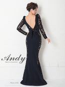 Andy/AN-OK2825/ワンピース/ロングドレス/キャバドレス/切り替え/袖あり/長袖/マーメイド/シアー