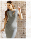 [ショルダービジューウエストギャザーミディアムタイトドレス]Veautt(ヴュート)/VT01223