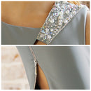 [ショルダービジューウエストギャザーミディアムタイトドレス]Veautt(ヴュート)/VT01223