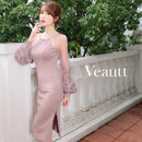 Veautt |VT04238/ナイトドレス/キャバドレス/パフスリーブ/シースルーレース
