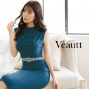 [ドレープウエストビジューVバックタイトミディアムドレス]Veautt(ヴュート)|VT05228/ナイトドレス/キャバドレス/ドレス/フォーマル/