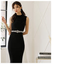 [ドレープウエストビジューVバックタイトミディアムドレス]Veautt(ヴュート)|VT05228/ナイトドレス/キャバドレス/ドレス/フォーマル/