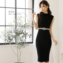 [ドレープウエストビジューVバックタイトミディアムドレス]Veautt(ヴュート)|VT05228/ナイトドレス/キャバドレス/ドレス/フォーマル/