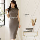 [ドレープウエストビジューVバックタイトミディアムドレス]Veautt(ヴュート)|VT05228/ナイトドレス/キャバドレス/ドレス/フォーマル/