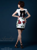 Andy/AN-OK1297/ワンピース/ミニドレス/ローズ/薔薇/プリント/タイトワンピース