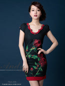 Andy/AN-OK1297/ワンピース/ミニドレス/ローズ/薔薇/プリント/タイトワンピース