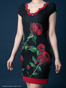 Andy/AN-OK1297/ワンピース/ミニドレス/ローズ/薔薇/プリント/タイトワンピース