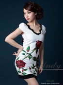 Andy/AN-OK1297/ワンピース/ミニドレス/ローズ/薔薇/プリント/タイトワンピース