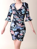 Andy/AN-OK1497/キャバドレス/プリント/花柄/長袖/袖あり/タイトワンピース
