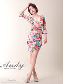 Andy/AN-OK1497/キャバドレス/プリント/花柄/長袖/袖あり/タイトワンピース