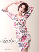 Andy/AN-OK1497/キャバドレス/プリント/花柄/長袖/袖あり/タイトワンピース