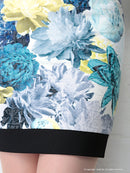 Andy/AN-OK1669/ワンピース/キャバドレス/ミニドレス/プリント/フワラープリント/ビジュー付き/袖あり/ベルト付き