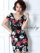 Andy/AN-OK1710/ワンピース/ミニドレス/タイトワンピース/プリント/花柄/フラワープリント