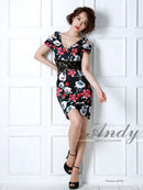 Andy/AN-OK1710/ワンピース/ミニドレス/タイトワンピース/プリント/花柄/フラワープリント