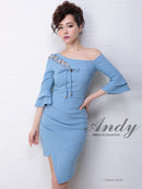 Andy/AN-OK1716/ワンピース/ミニドレス/ワンショルダー/袖あり/長袖/ワンカラー