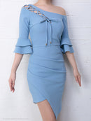 Andy/AN-OK1716/ワンピース/ミニドレス/ワンショルダー/袖あり/長袖/ワンカラー