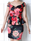 Andy/AN-OK1771/キャバドレス/花柄/プリント/ペプラム/ミニワンピ