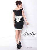 Andy/AN-OK1863/ワンピース/ミニドレス/ペプラム/カラードレス/バックリボン/オフショルダー/バイカラーキャバドレス