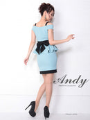 Andy/AN-OK1863/ワンピース/ミニドレス/ペプラム/カラードレス/バックリボン/オフショルダー/バイカラーキャバドレス