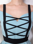 Andy/AN-OK1863/ワンピース/ミニドレス/ペプラム/カラードレス/バックリボン/オフショルダー/バイカラーキャバドレス