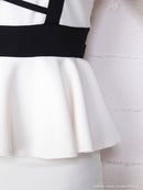 Andy/AN-OK1863/ワンピース/ミニドレス/ペプラム/カラードレス/バックリボン/オフショルダー/バイカラーキャバドレス