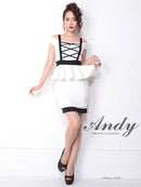 Andy/AN-OK1863/ワンピース/ミニドレス/ペプラム/カラードレス/バックリボン/オフショルダー/バイカラーキャバドレス