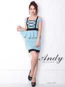 Andy/AN-OK1863/ワンピース/ミニドレス/ペプラム/カラードレス/バックリボン/オフショルダー/バイカラーキャバドレス