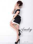 Andy/AN-OK1863/ワンピース/ミニドレス/ペプラム/カラードレス/バックリボン/オフショルダー/バイカラーキャバドレス