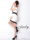 Andy/AN-OK1863/ワンピース/ミニドレス/ペプラム/カラードレス/バックリボン/オフショルダー/バイカラーキャバドレス