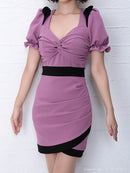 Andy/AN-OK1876/ナイトドレス/キャバドレス/ドレス/ミニドレス/ワンピース/パフスリーブ/バックリボン