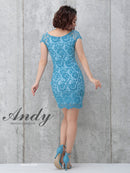 Andy/AN-OK1919/キャバドレス/ワンピース/ミニドレス/ワンカラー/オフショルダー/フリル/総レース/袖あり/タイトドレス/SALE/セール