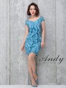 Andy/AN-OK1919/キャバドレス/ワンピース/ミニドレス/ワンカラー/オフショルダー/フリル/総レース/袖あり/タイトドレス/SALE/セール