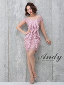 Andy/AN-OK1919/キャバドレス/ワンピース/ミニドレス/ワンカラー/オフショルダー/フリル/総レース/袖あり/タイトドレス/SALE/セール