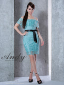 Andy/AN-OK1945/キャバドレス/ワンピース/リボンベルト/ミニドレス/レースドレス/オフショルダー/KT-T02