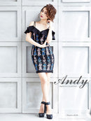Andy/AN-OK2025/ワンピース/ミニドレス/ワンカラー/レース/リボンデザイン/オフショルダー