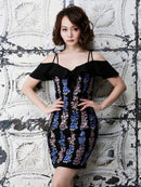 Andy/AN-OK2025/ワンピース/ミニドレス/ワンカラー/レース/リボンデザイン/オフショルダー